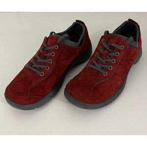 Dansko Womens Red Suede Lace Up Sneakers Size 38 Active Casual Comfort Shoes
